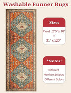 SERISSA 2'6"x10' Washable Non Slip Boho Runner Rug - Image 6