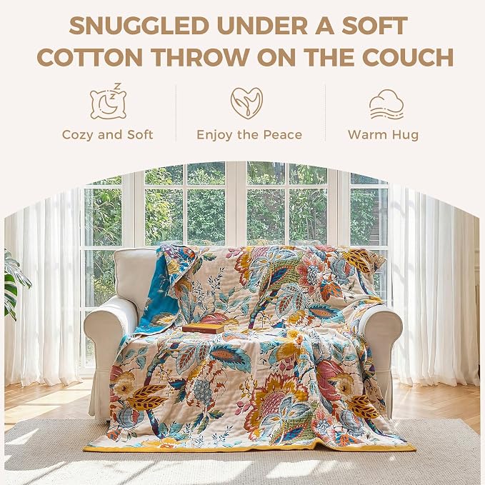 LUTBM Boho Throw Blanket for Bed Cotton Blankets Twin Size for Bedroom Living - Image 4