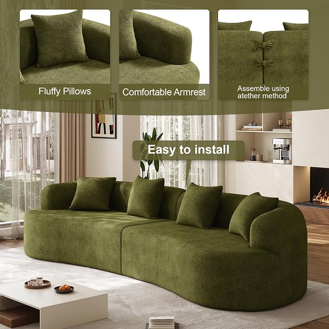 131" Oversized Sectional Sofa for Living Room, Modern Luxury Plush Chenille - Image 8