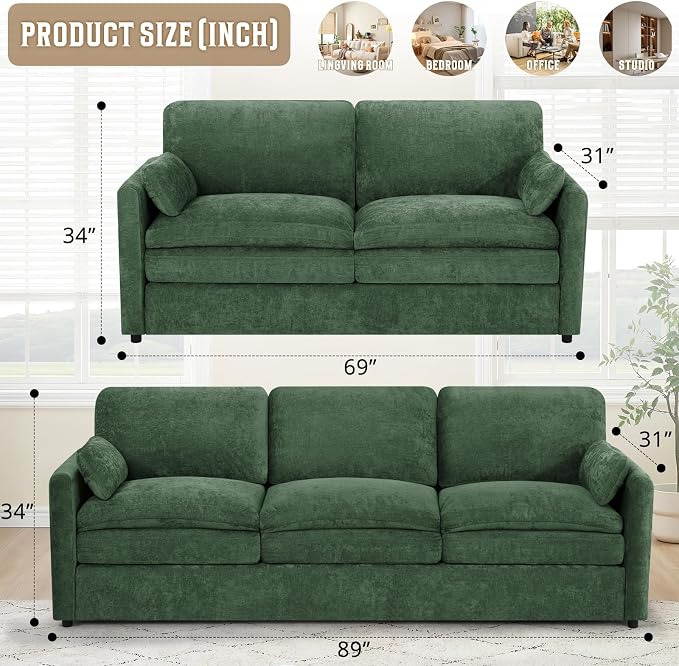 2 Pieces Chenille Sofa Set - Image 4