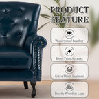 Modern Accent Chair, Mid-Century Faux Leather Armchair - Image 6