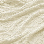 Homiest Cable Knit Throw Blanket & Pillow Set, Cream White Set of 3, Knitted - Image 6