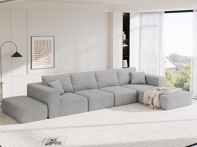 152''Modular Sectional Sofa, Large Boneless Sectional Couches by CUGOAO
