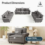 HERA'S HOUSE 3 Pieces Modular Sectional Sofa Sets, Oversized Couch Set - Image 2