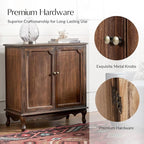 Solid Wood Sideboard with Adjustable Feet, 2 Shelves Storage Accent Cabinet - Image 5