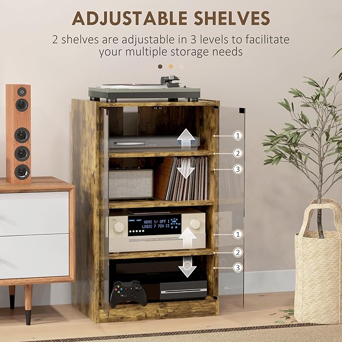 HOMCOM Media Cabinet, 4-Tier Stereo Cabinet - Image 4