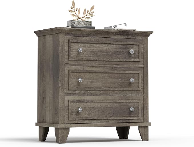 IDEALHOUSE 3 Drawer Dresser, Wooden Storage Chest of Drawers - Image 7