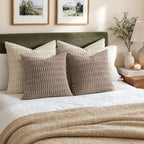 MIULEE Euro Sham Decorative Throw Pillow Covers 26x26 Light Brown Pack of 2 | - Image 2