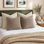 MIULEE Corduroy Decorative Throw Pillow Covers 18x18 Light Brown Pack of 2 | - Image 5