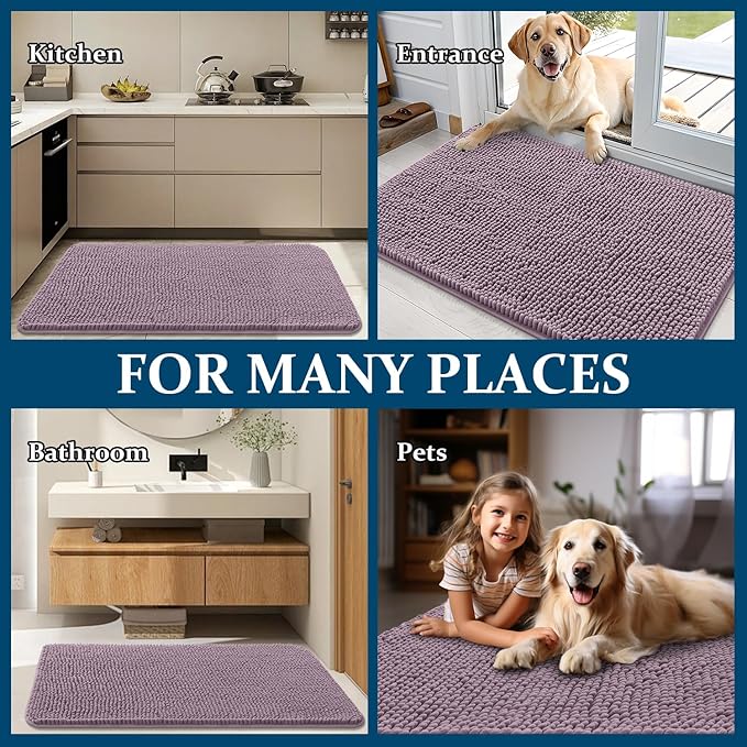 OLANLY Dog Door Mat for Muddy Paws 54x32, Super Absorbent Chenille Mud Mat | - Image 8