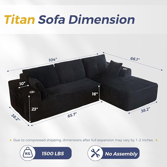 MAXYOYO 104" Modular Sectional Couch - Image 2