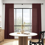 Reddish Brown Linen Blend Light Filtering Back Tab Curtains 108 Inches Long - Image 6