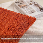 Aegero Pack of 2 Corduroy Decorative Throw Pillow Covers 12x24 Inch, Rust | - Image 2