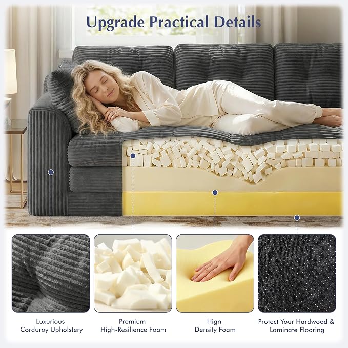 Homkdom 3 Seater Boneless Couch - Image 9