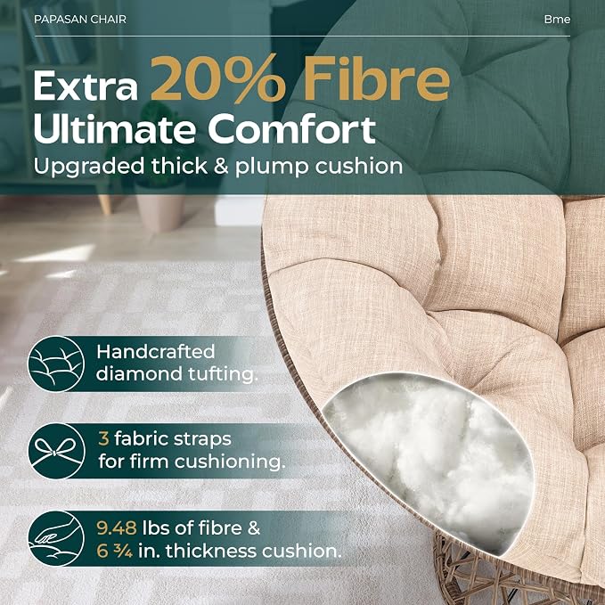 Bme 40" Ergonomic Wicker Papasan Chair - Image 4