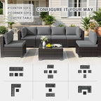 CHABATREE 7pcs Outdoor Patio Furniture Sets, Rattan Conversation Sectional Set - Image 6