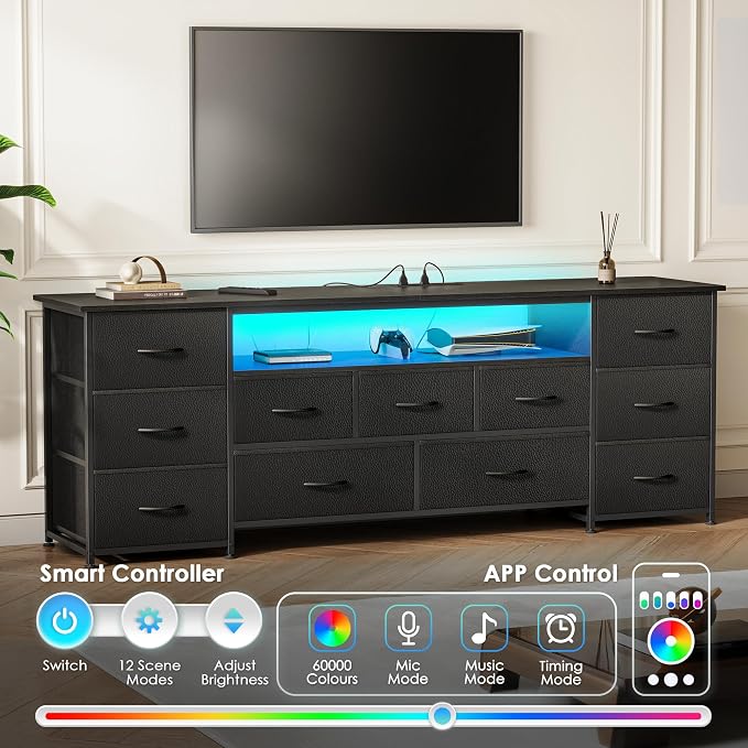 Huuger 63 Inch TV Stand for 65, 70 Inch TV, 11 Drawer Long Dresser - Image 4