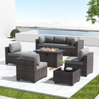 Kullavik 8 Pieces Outdoor Patio Furniture Set, Sectional Sofa Set - Image 7