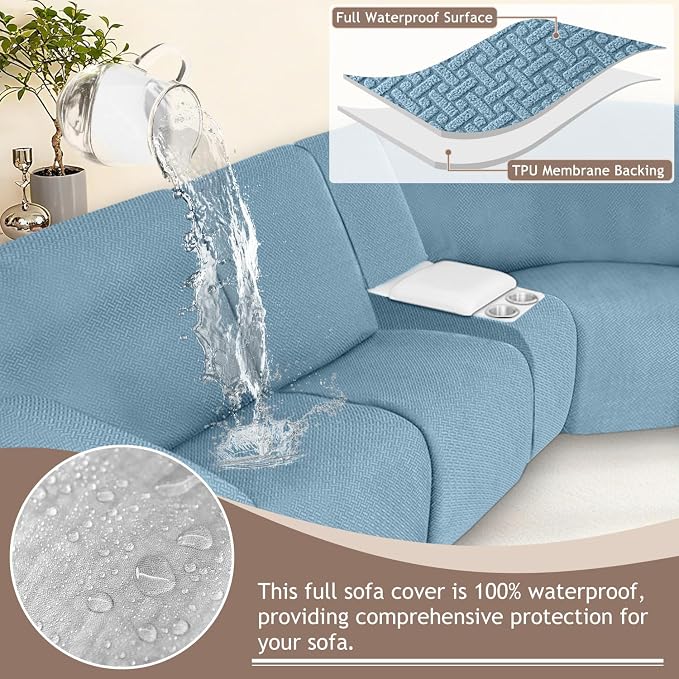 ALIECOM 100% Waterproof Recliner Sectional Couch Covers L Shape Stretch Corner - Image 4