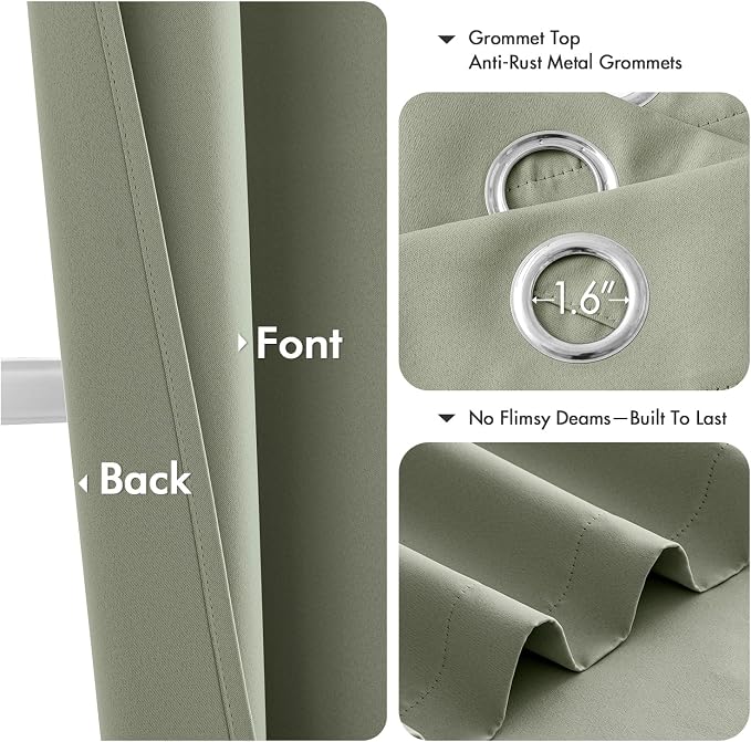 MIULEE Blackout Curtains for Bedroom 2 Panels 34 x 72 Inch Long Sage Green | - Image 4