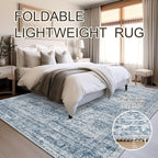 Soalmost 6x9 Area Rug for Living Room Washable Rugs Non-Slip Blue | Low-Pile - Image 9