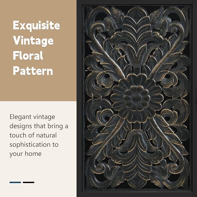 ARTPOWER Accent Cabinet with 2 Doors, Vintage Carved Wood Storage Cabinet - Image 4