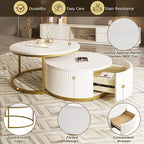 27.6" Modern Round Nesting Coffee Table Fluted - Image 7