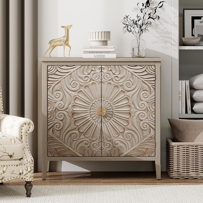 Vintage Accent Cabinet with Doors by YHAOWORKS