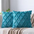 Set of 2 Soft Moroccan Throw Pillow Covers 16x16 Inch Plush Boho Decorative by Cozoomy