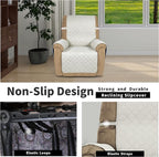 Easy-Going Reversible Couch Cover, Recliner 22 in, Ivory/Ivory | Machine - Image 3