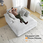 VINGLI 56" Oversized Chaise Lounge Chair, Light Grey Comfy Corduroy Chaise Sofa - Image 7