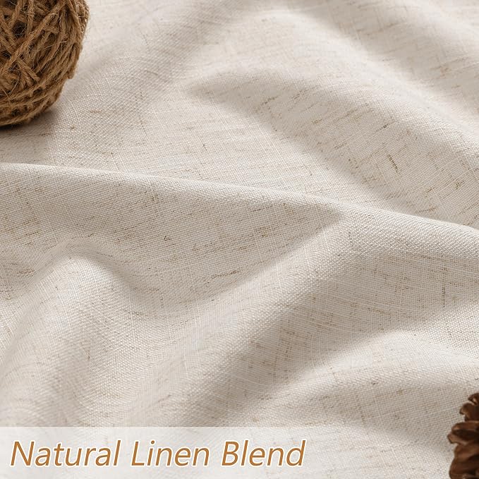 100% Blackout Linen Curtains 132 Inch Length 2 Panels Set - Image 6