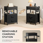 Lazzanto Nightstand Hidden Drawer Charging Table - Image 4