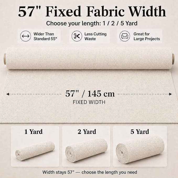 Mini Chenille Linen Blend Upholstery Fabric by the Yard, 57 Inch Wide Soft - Image 3
