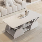 Modern White Coffee Table 47 in, Rectangular Living Room Table - Image 5