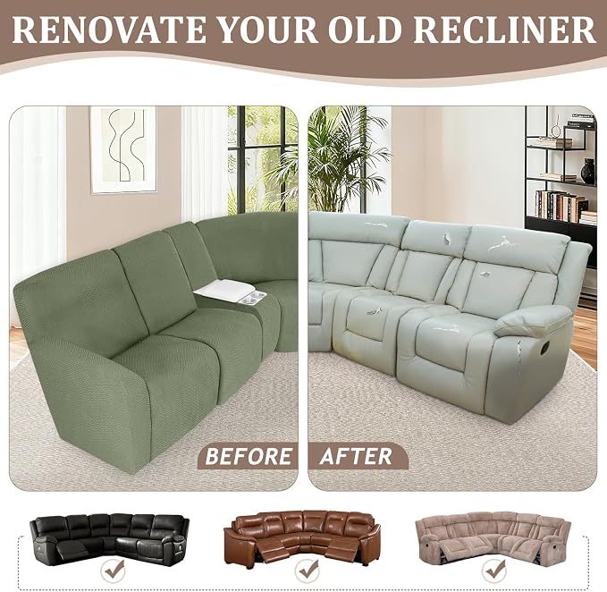 ALIECOM 100% Waterproof Recliner Sectional Couch Covers L Shape Stretch Corner - Image 7