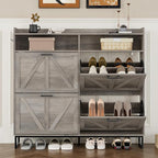 BORNOON Shoe Cabinet with 4 Flip Drawers Narrow Shoe Storage Cabinet Organizer - Image 5