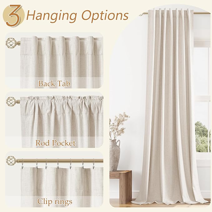 100% Blackout Linen Curtains 78 Inch Length 2 Panels Set - Image 6