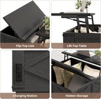 Jocoevol Farmhouse Lift Top Coffee Table, Square Wood Center Table - Image 7