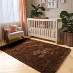 Amdrebio Chocolate Brown Fluffy Area Rug 4x6 - Image 7