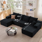 140" Sectional Cloud Couch for Living Room, Modular Floor Deep-Seat Sofa - Image 7