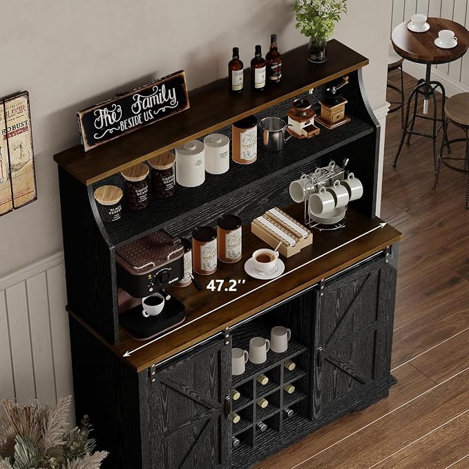 REVOMINCA 47 Inch Farmhouse Coffee Bar Cabinet - Image 4