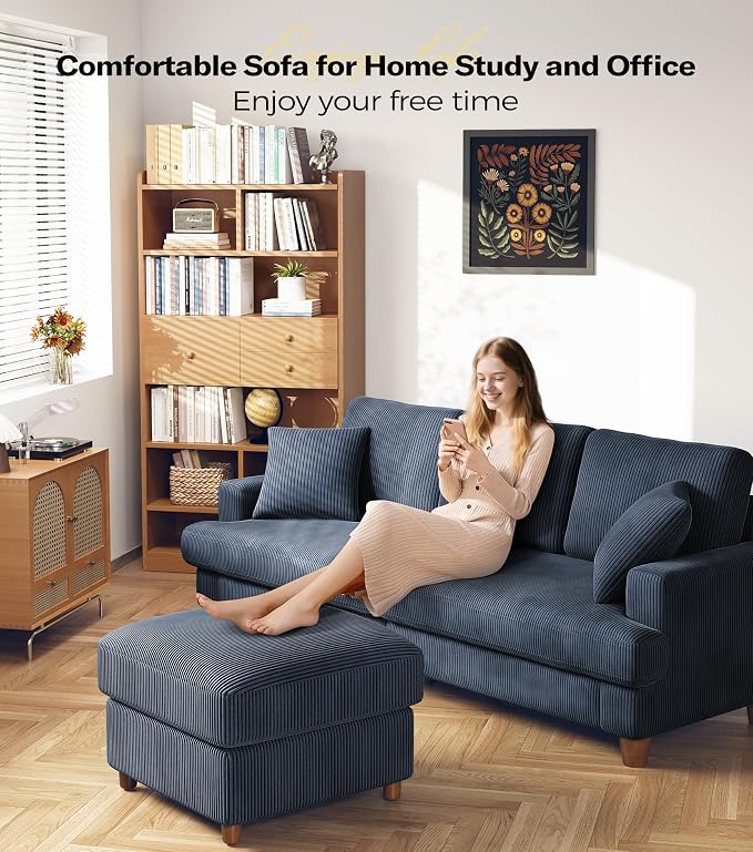 Kidirect 87in Corduroy Couch, Sofa No Tool Assembly, Comfy Couches - Image 7
