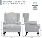 Accent Chair Set of 2, Mid Century Modern Fabric Wingback Chair, Upholstered - Image 2