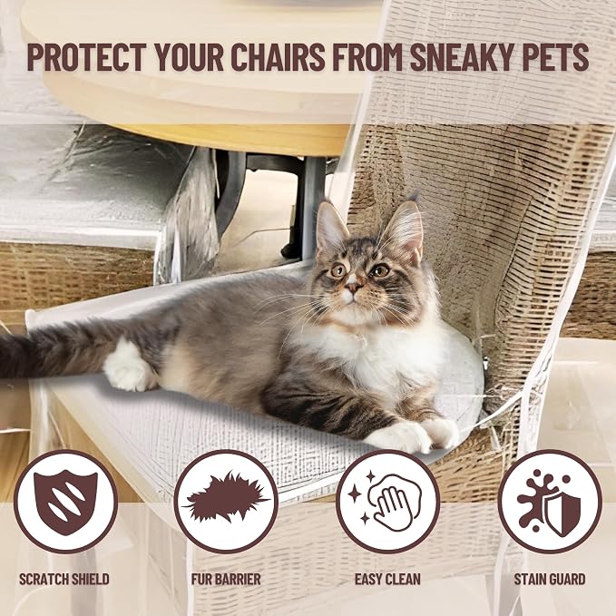 Evelots 8-Pack Clear PVC Dining Chair Covers, Spill-Resistant Protectors | - Image 3