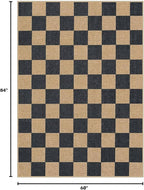 Lahome Checkered Easy Jute Area Rug, 5x7 Outdoor Patio Rug Washable Carpet - Image 2