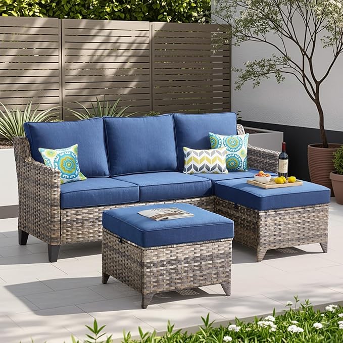 Buenhomino 3 Pieces Patio Furniture Sofa Set-Outdoor Wicker Patio Furniture by AMCLOBA