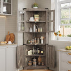 GarveeHome Tall Corner Cabinet, Farmhouse Corner Storage Cabinet - Image 3