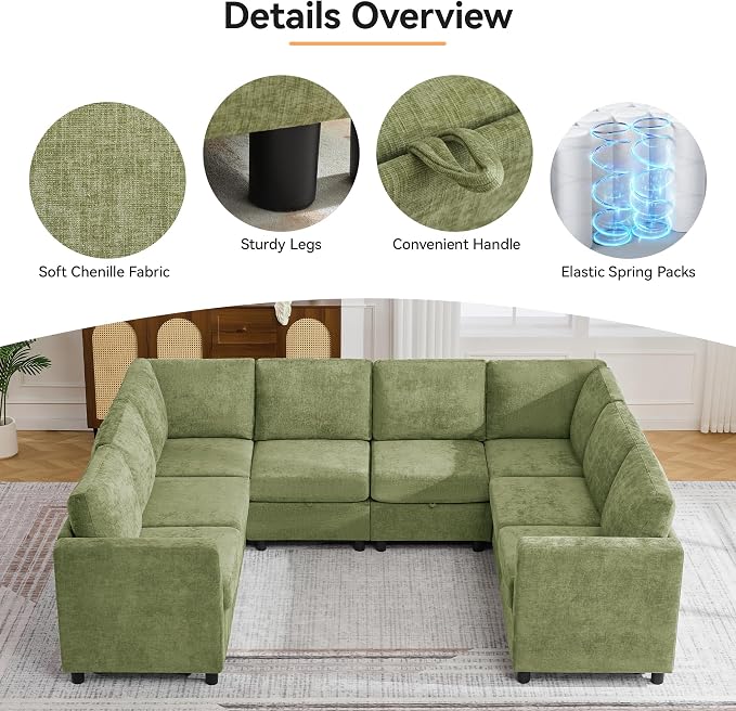 104'' U Shaped Modular Sofa, Sectional Couches - Image 5