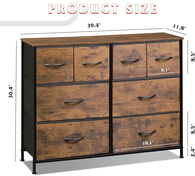 WLIVE Dresser for Bedroom with 8 Drawers, Wide Fabric Dresser for Storage and - Image 3